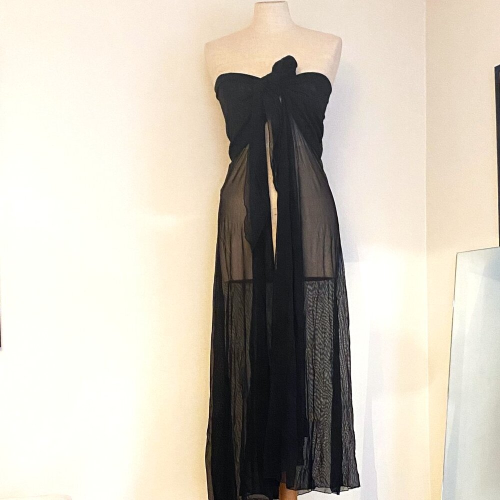 Belafigura Black Sheer Negligee/Cape/Sarong